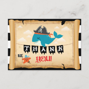 Pirate Captain Whale Starfish Matey Thank You Card