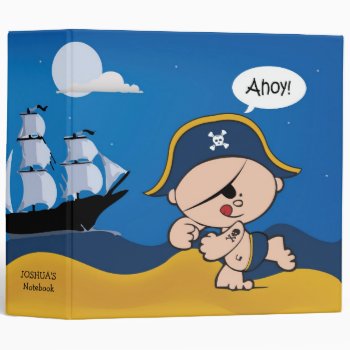 Pirate Captain With Ship Kids Binder by mistyqe at Zazzle