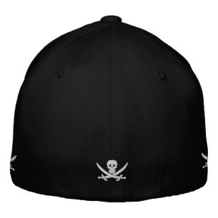 Pirate captain with skull motif embroidered baseball cap