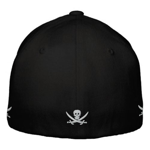 Pirate captain with skull motif embroidered baseball cap