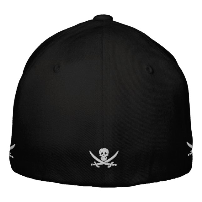 Pirate captain with skull motif embroidered baseball cap (Back)