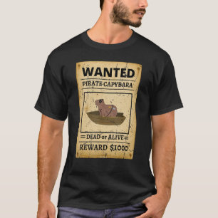 Pirate Capybara Wanted Poster Capybara For Kids T-Shirt