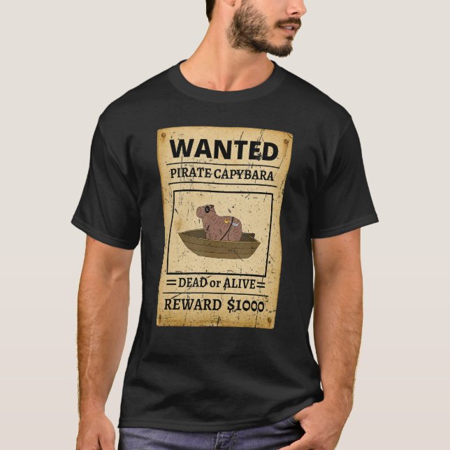 Pirate Capybara Wanted Poster Capybara For Kids T-Shirt (Front)