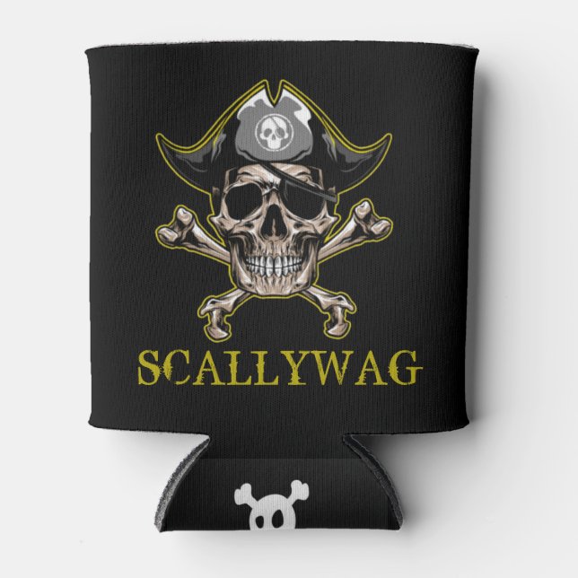 PIRATE CARRIBEAN  SKULL Crossbones Scallywag  Can Cooler (Front)