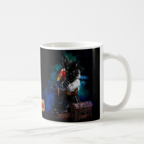 Pirate cat and parrot coffee mug