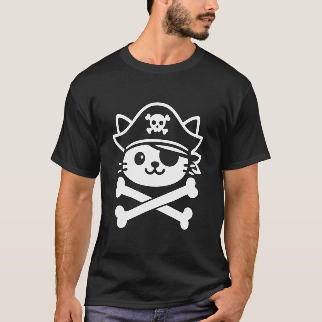 Pirate Cat - Buccaneer Freebooter T-Shirt (Front)