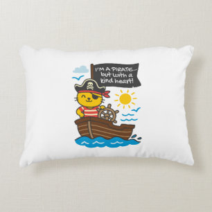 Pirate Cat Cajine - Kawaii Design with Soft Senten Accent Pillow