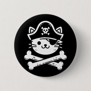 Pirate Cat Crossbones Cat Lover Cats Kitten Owner Button