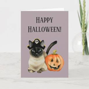 Pirate Cat Jack O Lantern Happy Halloween Card