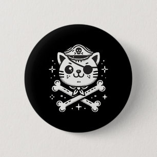 Pirate Cat Pirate Crew Birthday Party Matching  Button