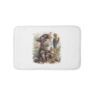 Pirate Cat Treasure Bath Mat