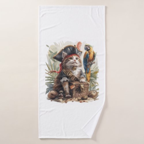 Pirate Cat Treasure Bath Towel