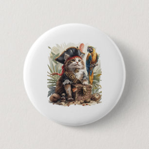 Pirate Cat Treasure Button