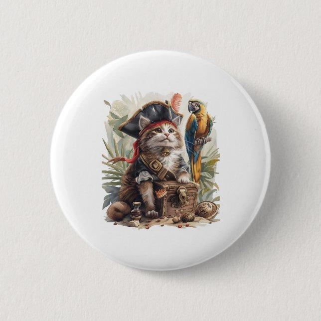 Pirate Cat Treasure Button (Front)