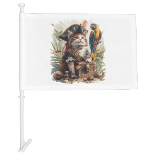 Pirate Cat Treasure Car Flag