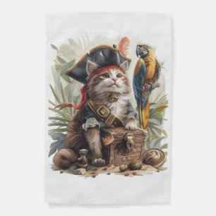 Pirate Cat Treasure Garden Flag