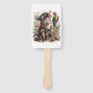 Pirate Cat Treasure Hand Fan