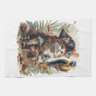 Pirate Cat Treasure Kitchen Towel