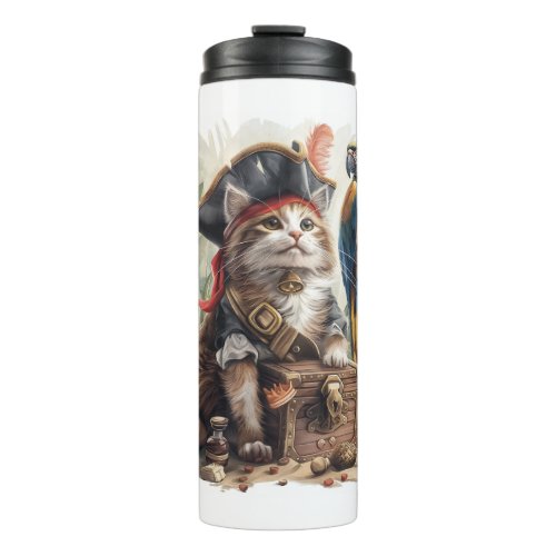 Pirate Cat Treasure Thermal Tumbler