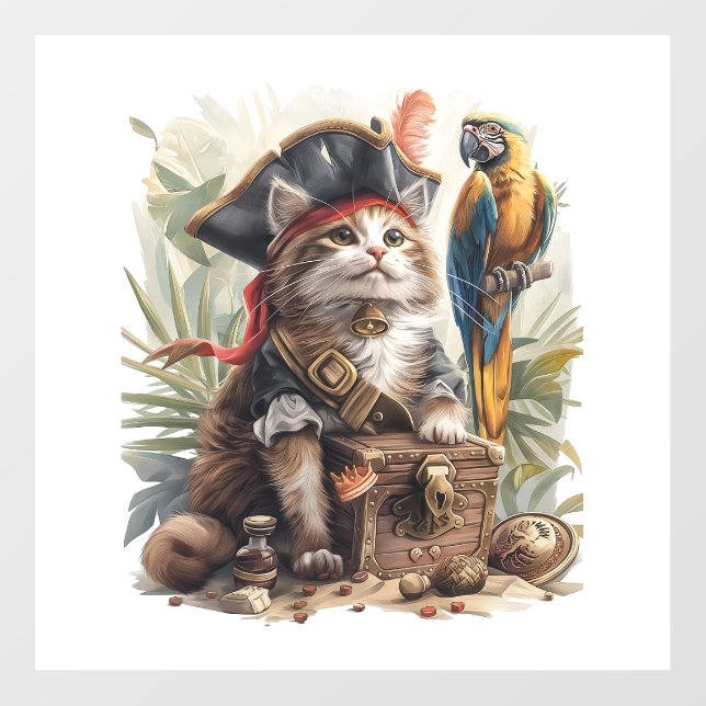 Pirate Cat Treasure Wall Decal (Front)