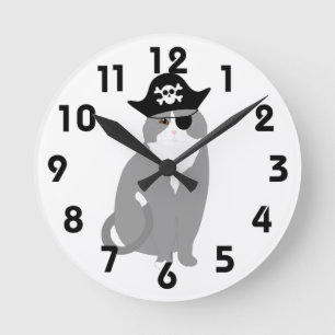 Pirate Cat Wall Clock