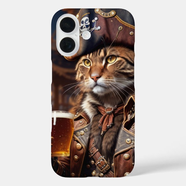 Pirate cat with beer  Case-Mate iPhone case (Back)