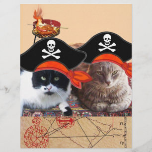 PIRATE CATS AND ANTIQUE PIRATES TREASURE MAPS