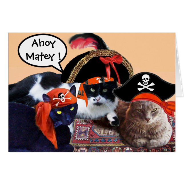 PIRATE CATS AND ANTIQUE PIRATES TREASURE MAPS (Front Horizontal)
