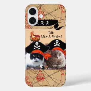 PIRATE CATS ANTIQUE PIRATES TREASURE MAPS AND FLAG iPhone 16 PLUS CASE