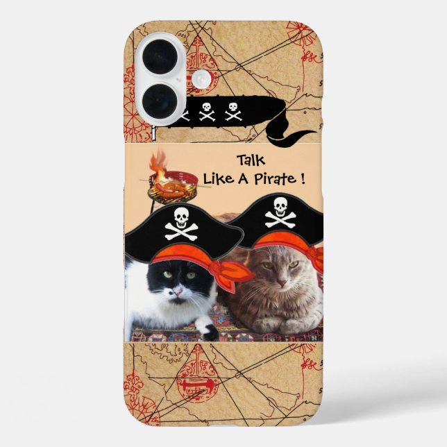 PIRATE CATS ANTIQUE PIRATES TREASURE MAPS AND FLAG Case-Mate iPhone CASE (Back)