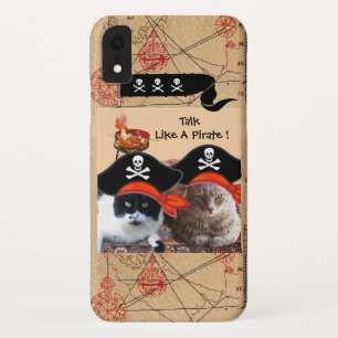 PIRATE CATS ANTIQUE PIRATES TREASURE MAPS AND FLAG iPhone XR CASE