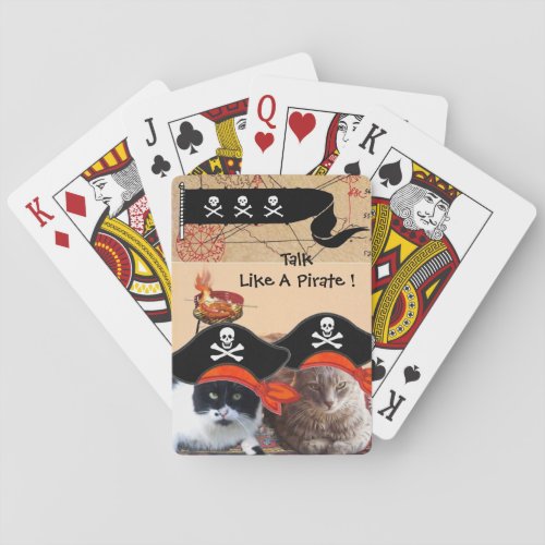 PIRATE CATS ANTIQUE PIRATES TREASURE MAPS AND FLAG PLAYING CARDS