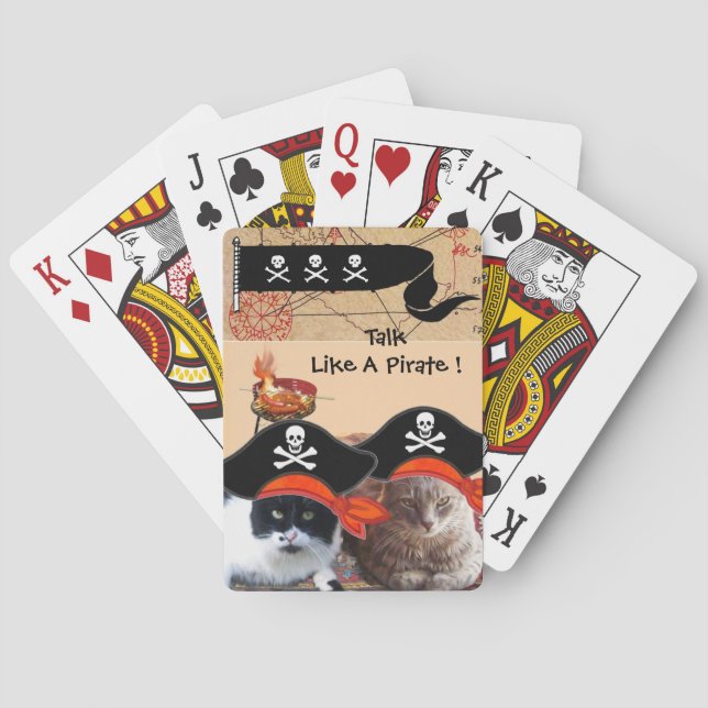 PIRATE CATS ANTIQUE PIRATES TREASURE MAPS AND FLAG POKER CARDS (Back)