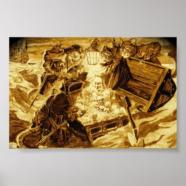 Pirate Cats Find The Loot Poster (Front)