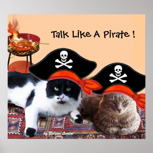 PIRATE CATS Talk like a Pirate Day Bbq Party Poster