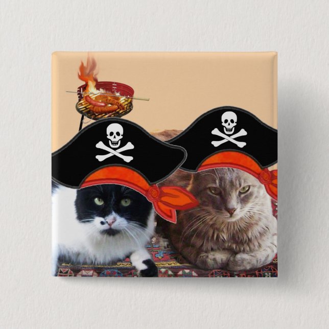 PIRATE CATS ,Talk like a Pirate Day Button (Front)