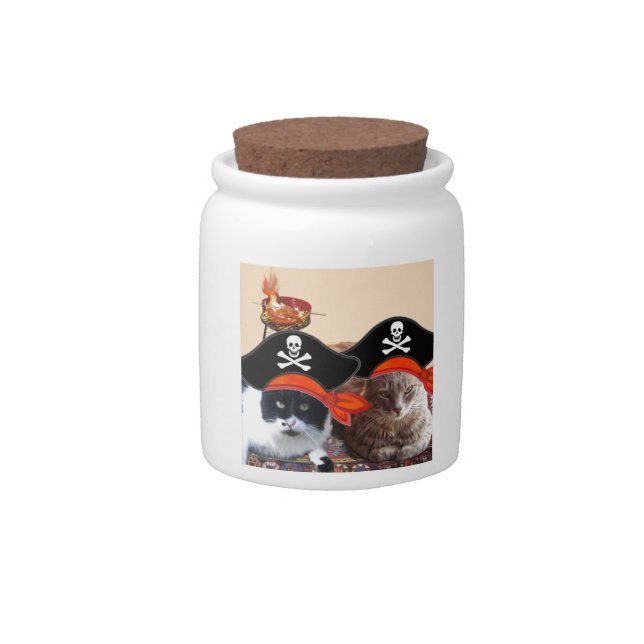 PIRATE CATS ,Talk like a Pirate Day Candy Jar (Front)