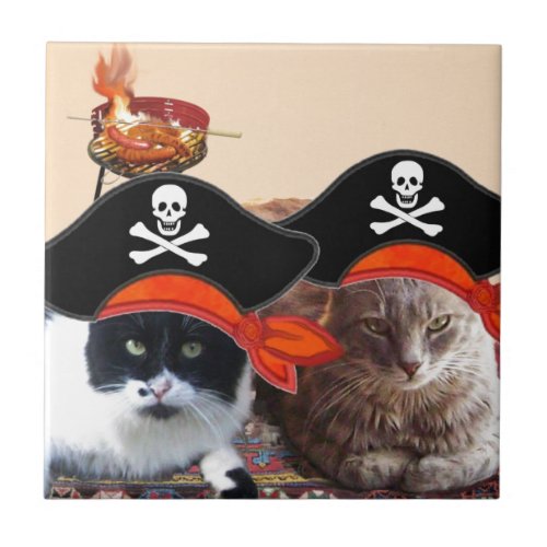 PIRATE CATS Talk like a Pirate Day Ceramic Tile