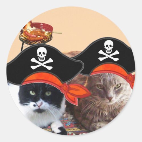 PIRATE CATS Talk like a Pirate Day Classic Round Sticker