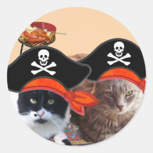 PIRATE CATS ,Talk like a Pirate Day Classic Round Sticker