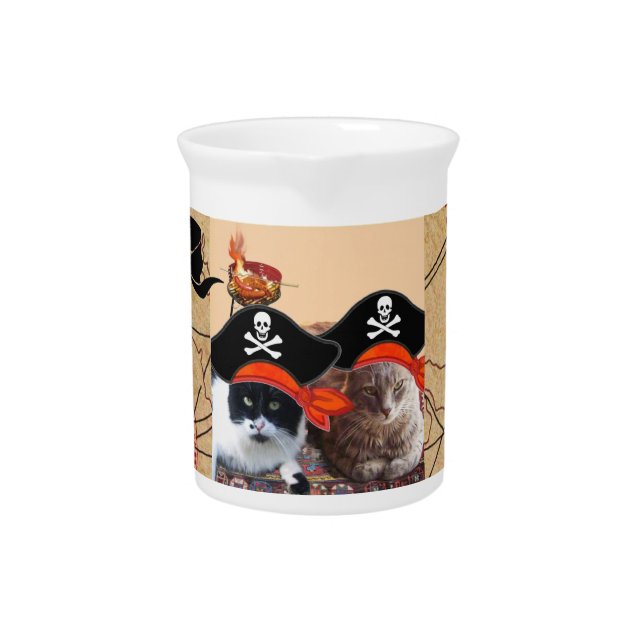 PIRATE CATS ,Talk like a Pirate Day Drink Pitcher (Front)