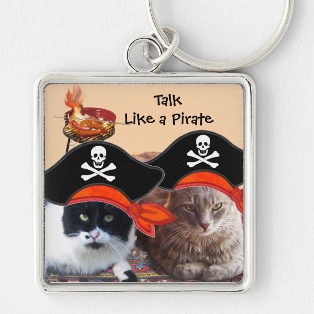 PIRATE CATS ,Talk like a Pirate Day Keychain (Front)