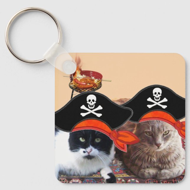 PIRATE CATS ,Talk like a Pirate Day Keychain (Front)