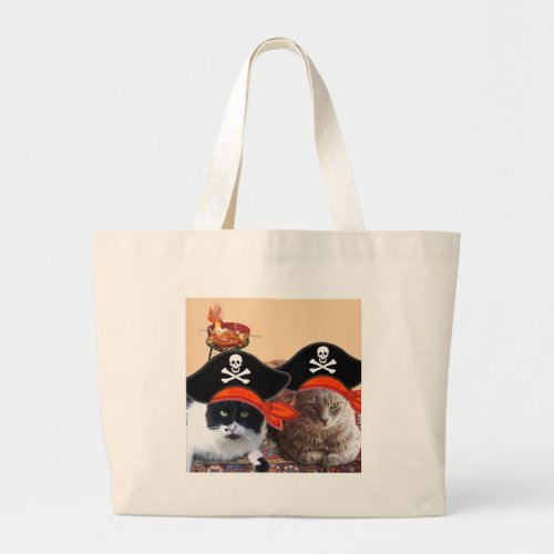 PIRATE CATS Talk like a Pirate Day Large Tote Bag