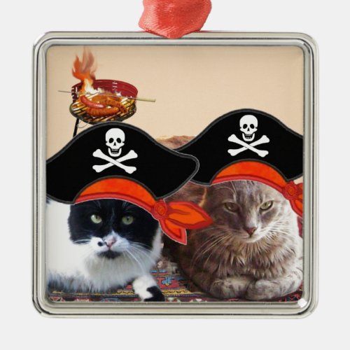 PIRATE CATS Talk like a Pirate Day Metal Ornament