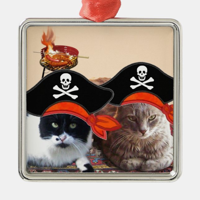 PIRATE CATS ,Talk like a Pirate Day Metal Ornament (Front)