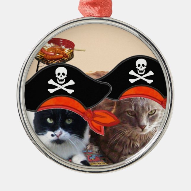 PIRATE CATS ,Talk like a Pirate Day Metal Ornament (Front)