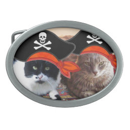 PIRATE CATS ,Talk like a Pirate Day Oval Belt Buckle