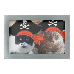 PIRATE CATS ,Talk like a Pirate Day Rectangular Belt Buckle