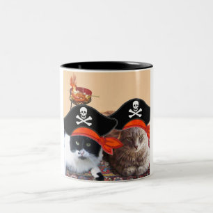 PIRATE CATS ,Talk like a Pirate Day Two-Tone Coffee Mug